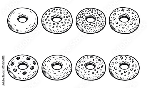 Hand-Drawn Bagel Icons