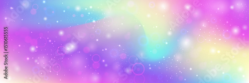 Kawaii Background. Pink Rainbow Gradient And Beautiful Magic Pattern. Purple Fairy Hologram. Abstract Watercolor Wallpaper Of Cosmic Candy Dream. Blue Kawaii Background.
