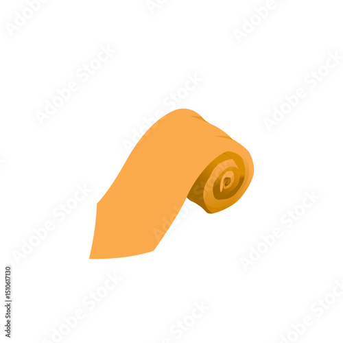 Vector illustration of an orange rolled necktie in a minimal and modern flat design. Suitable for business, fashion, and office-related concepts. Isolated on a clean white background