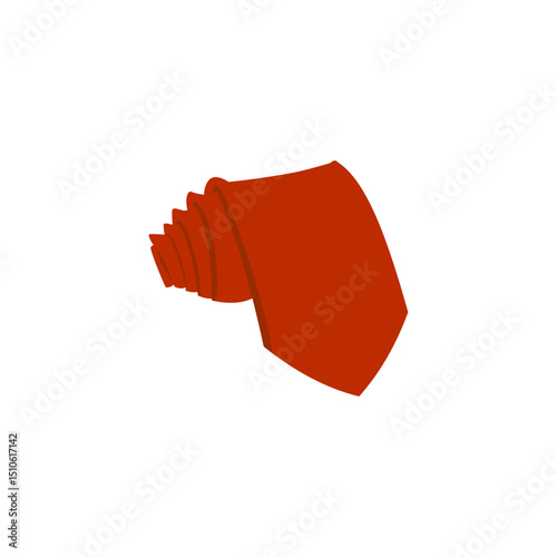 Minimal red rolled necktie vector in bold flat style, viewed from a dramatic side perspective. Perfect for corporate, elegant, or male fashion designs.