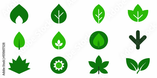 Green leaf ecology icon environment and nature symbol for sustainable design projects