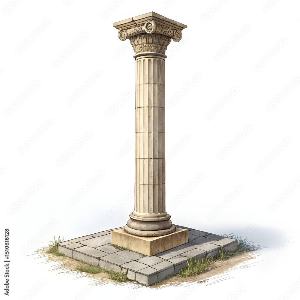 Fototapeta premium Classical Pillar Isolated on White Background
