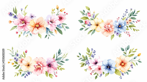 Set Wreath of leaves watercolor	