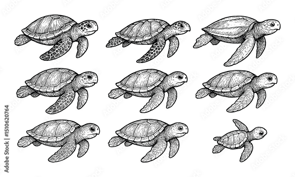Fototapeta premium Turtle Icon Collection