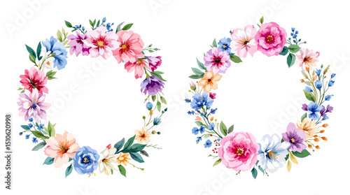 Set Wreath of leaves watercolor	