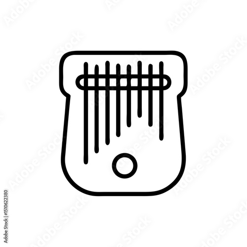 Kalimba icon, simple line art, black and white, for music websites