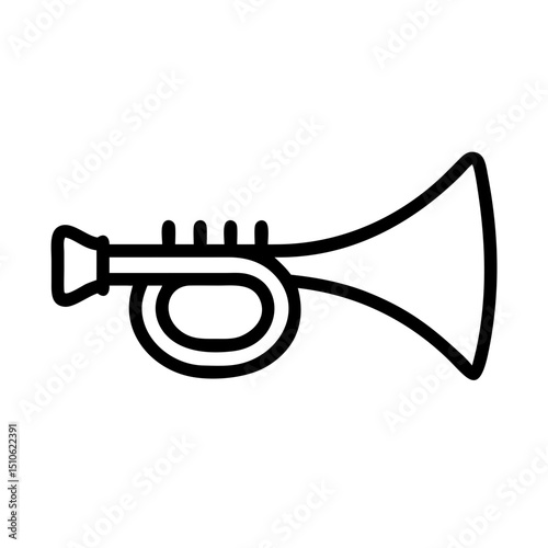 Simple bugle icon, black lines, for music websites
