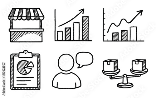 Sketch Style Business Icons