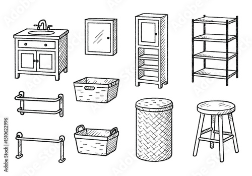 Hand-Drawn Bathroom Icons