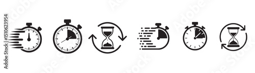 Time Management Icons Set for Productivity