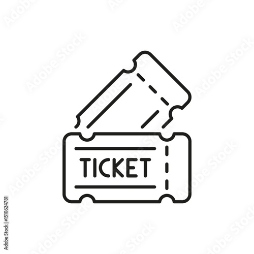 Ticket Icon. Event Admission, Entertainment Access, And Reservation Outline Symbol. Concert, Movie, And Travel Ticketing. Editable Stroke. Isolated Vector Illustration