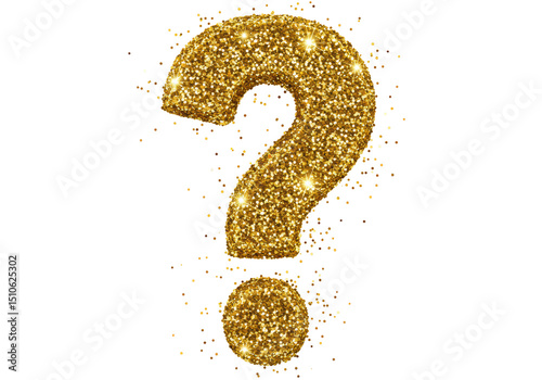Isolated Golden Glittering Question Mark Symbol