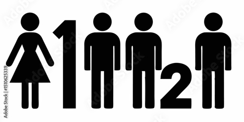 Humorous restroom door plate icon design featuring male and female symbols