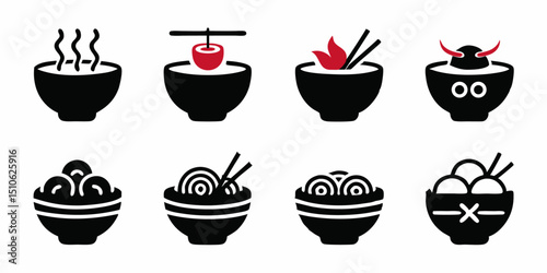 Single ramen bowl icon design japanese cuisine food illustration