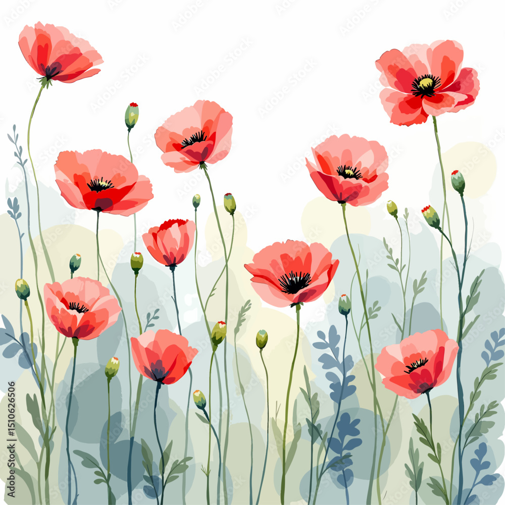 Obraz premium red poppy flowers