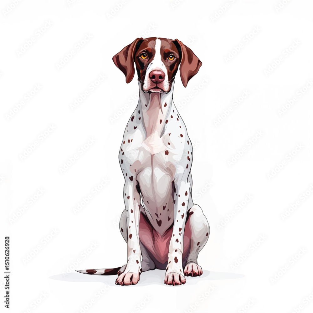 Adorable Cartoon German Shorthaired Pointer dog Vector Illustration Adorable Cartoon German Shorthaired Pointer dog Vector Illustration
