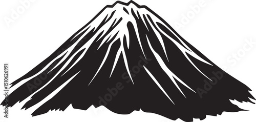 Volcanic Mountain clean simple vector silhouette black vector illustration