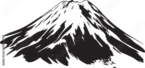 Simple Clean Volcanic Mountain Silhouette Black Vector Design