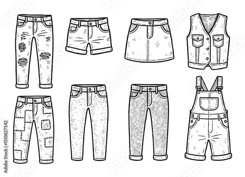 Hand-Drawn Denim Icons