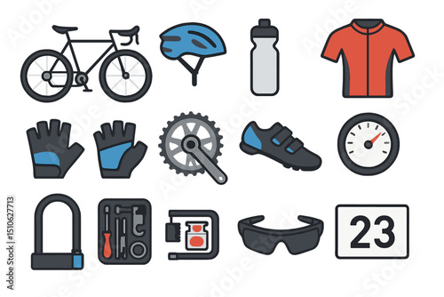 Colorful aquatic sports equipment icons set on gradient background