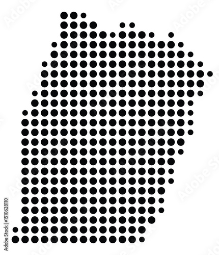 Symbol Map Of the County Bedford (Pennsylvania, US) showing the County with a few black dots
