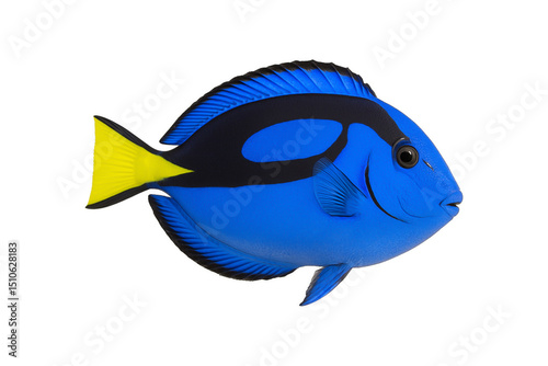 blue tang, regal tang, palette surgeonfish isolated on white, clipping path, transparent