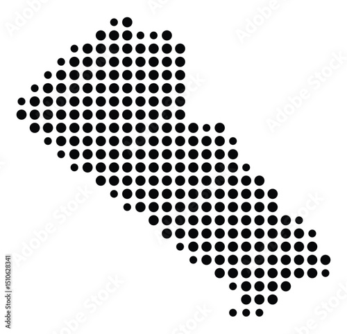 Symbol Map Of the County Bucks (Pennsylvania, US) showing the County with a few black dots