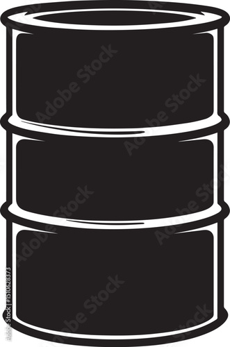 Minimalistic black vector illustration of an oil barrel symbol.