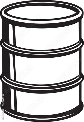 Clean and simple black vector linear outline of an oil barrel.