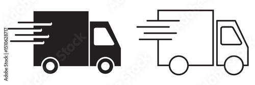 Delivery truck shipping service thin line icon set. Transport icon set. Vector illustration.
