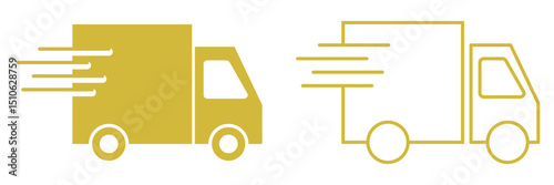 Delivery truck shipping service thin line icon set. Transport icon set. Vector illustration.
