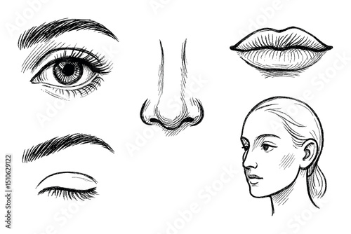 Hand-Drawn Facial Icons