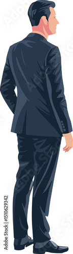 Back View of Businessman in Formal Suit – Professional Corporate Man Standing Confidently, Representing Leadership, Success, Ambition, Career Growth, Office Attire, and Business Concept