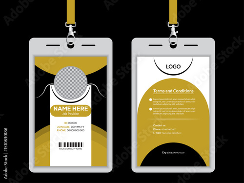 Modern ID Card Design with Gold and Black Accents