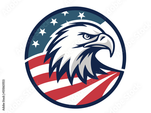 Wallpaper Mural This vector illustration of a bald eagle on an American flag background represents patriotism. Torontodigital.ca