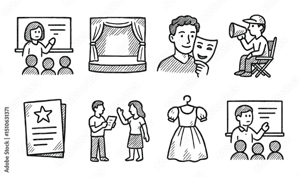 Fototapeta premium Theatrical Sketch Icons
