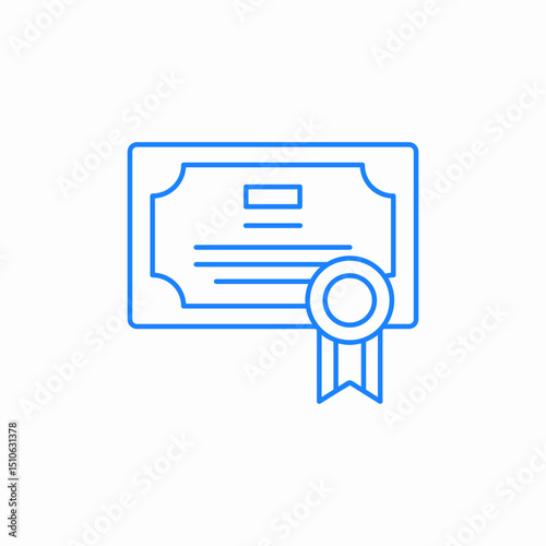 certificate with ribbon icon sign vector