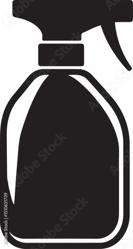 Black vector silhouette of a spray bottle icon with a clean, simple design.