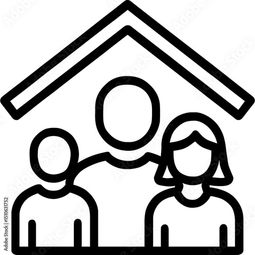 Minimal vector family and roof icon