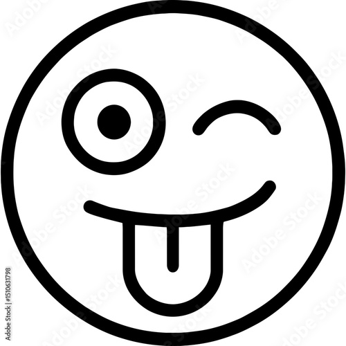 Vector icon of silly face with tongue out