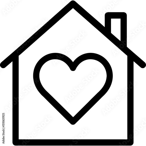 Minimal house icon with heart