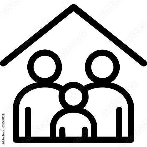 Family under roof icon design