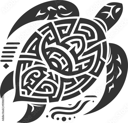 Sea animal turtle vector drawing silhouette tribal 