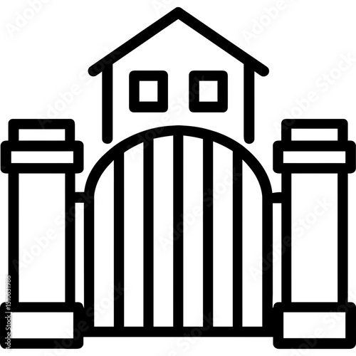 Outline icon of a gated community entrance
