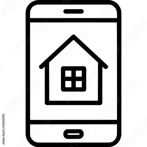 Real estate app icon with house on smartphone