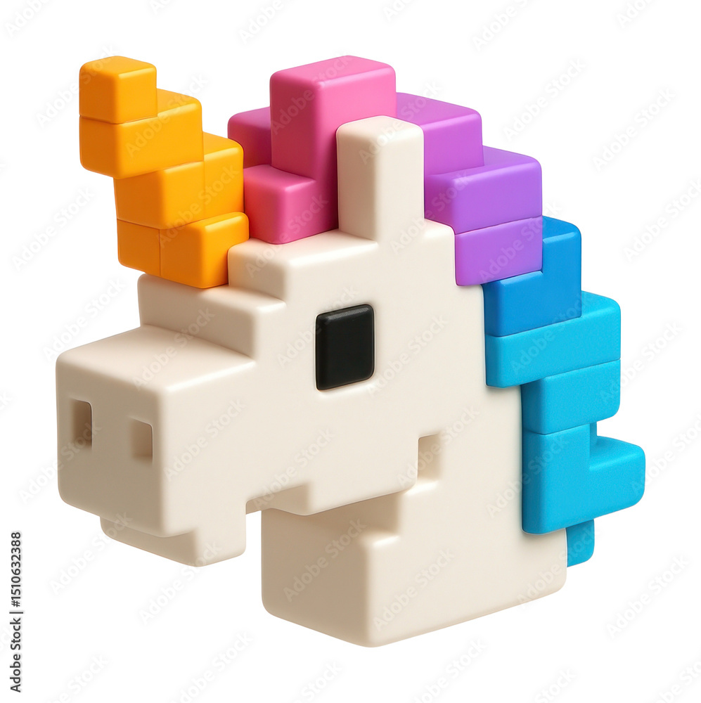 Obraz premium PNG Colorful pixelated unicorn illustration.