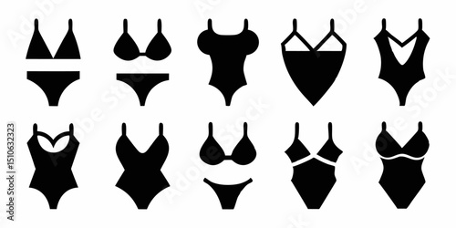 High resolution swimsuit bikini icon set for website or app design