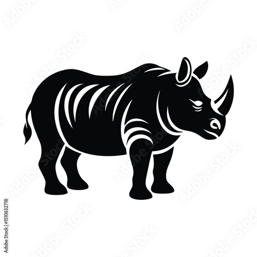 Rhinoceros rhino silhouette wildlife vector, rhino icon, rhino silhouette vector illustration-simple silhouette illustration of rhino, perfect for rhino logos and icons