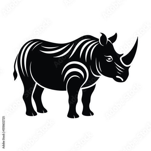 Rhinoceros rhino silhouette wildlife vector, rhino icon, rhino silhouette vector illustration-simple silhouette illustration of rhino, perfect for rhino logos and icons
