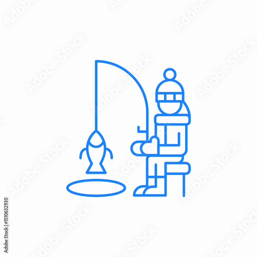 ice fishing icon sign vector